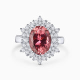 Sortija Petra de Turmalina Rosa y Diamantes 1,51 Cts. en Oro Blanco de 18 Kt