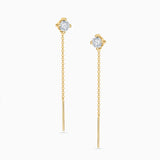 Pendientes Catena de Topacios Blancos en Oro Amarillo de 18 Kt