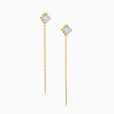 Pendientes Catena de Topacios Blancos en Oro Amarillo de 18 Kt