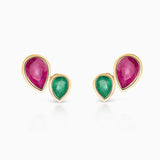 Brincos Nelis Ruby e Emerald Climber em ouro amarelo 18 K