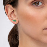 Brincos Tri-Marquise Emerald Climber em ouro amarelo 18K
