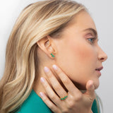Brincos Tri-Marquise Emerald Climber em ouro amarelo 18K