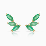 Brincos Tri-Marquise Emerald Climber em ouro amarelo 18K