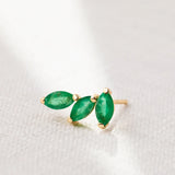 Brincos Tri-Marquise Emerald Climber em ouro amarelo 18K