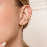 Brincos Tri-Marquise Emerald Climber em ouro amarelo 18K