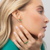 Tri-Marquise Emerald Piercing Earring in 18k Yellow Gold