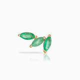 Tri-Marquise Emerald Piercing Earring in 18k Yellow Gold