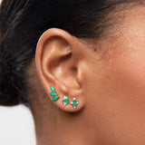 Tri-Marquise Emerald Piercing Earring in 18k Yellow Gold