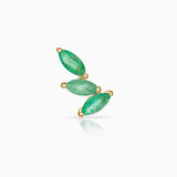 Tri-Marquise Emerald Piercing Earring in 18k Yellow Gold