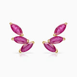 Brincos Tri-Marquise Ruby Climber em ouro amarelo 18K