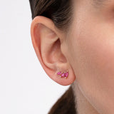 Brinco piercing Tri-Marquise Ruby em ouro amarelo 18K