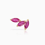 Brinco piercing Tri-Marquise Ruby em ouro amarelo 18K