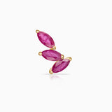 Brinco piercing Tri-Marquise Ruby em ouro amarelo 18K