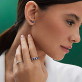 Pendientes Trepadores Tri-Marquise Zafiro en Oro Amarillo de 18 Kt