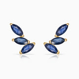 Pendientes Trepadores Tri-Marquise Zafiro en Oro Amarillo de 18 Kt