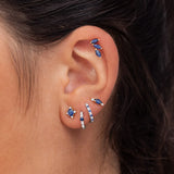Pendientes Trepadores Tri-Marquise Zafiro en Oro Amarillo de 18 Kt