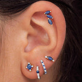 Brinco de piercing de safira Tri-Marquise em ouro amarelo 18K