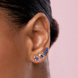 Brinco de piercing de safira Tri-Marquise em ouro amarelo 18K
