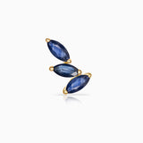 Brinco de piercing de safira Tri-Marquise em ouro amarelo 18K