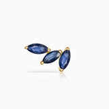 Brinco de piercing de safira Tri-Marquise em ouro amarelo 18K