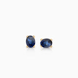 Brincos MINI Oval Safira em Ouro Amarelo 18K