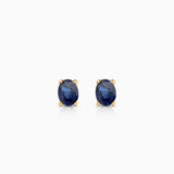 Brincos MINI Oval Safira em Ouro Amarelo 18K