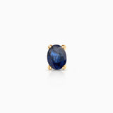 Mini brinco de piercing oval de safira em ouro amarelo 18K