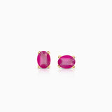 Brincos MINI Oval Ruby em Ouro Amarelo 18K