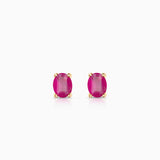 Brincos MINI Oval Ruby em Ouro Amarelo 18K
