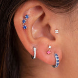 Mini brinco oval de piercing de rubi em ouro amarelo 18K