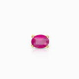 Mini brinco oval de piercing de rubi em ouro amarelo 18K