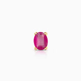 Mini brinco oval de piercing de rubi em ouro amarelo 18K
