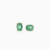 Brincos MINI Oval Esmeralda em Ouro Amarelo 18K