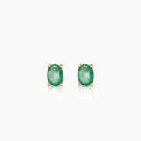 Brincos MINI Oval Esmeralda em Ouro Amarelo 18K