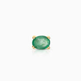 Mini brinco de piercing oval esmeralda em ouro amarelo 18K