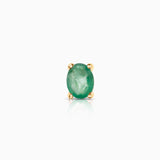 Mini brinco de piercing oval esmeralda em ouro amarelo 18K