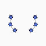 Brincos Essentials in Colors Sapphire Climber em ouro branco 18K
