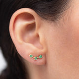 Pendientes Trepadores Essentials in Colors Esmeralda en Oro Amarillo de 18 Kt