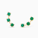 Pendientes Trepadores Essentials in Colors Esmeralda en Oro Amarillo de 18 Kt