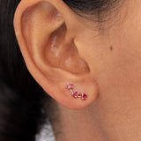 Brincos Essentials in Colors Ruby Climber em ouro rosa 18K