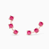 Brincos Essentials in Colors Ruby Climber em ouro rosa 18K