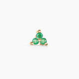 Brinco de piercing Clover Mini Emerald em ouro amarelo 18K