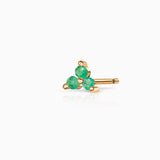 Brinco de piercing Clover Mini Emerald em ouro amarelo 18K