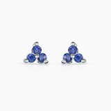 Brincos Clover Mini Safira em Ouro Branco 18K