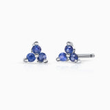 Brincos Clover Mini Safira em Ouro Branco 18K