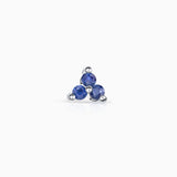 Mini brinco de piercing de safira Clover em ouro branco 18K