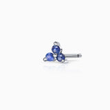 Mini brinco de piercing de safira Clover em ouro branco 18K