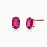 Brincos Ovais Rubi em Ouro Rosa 18K