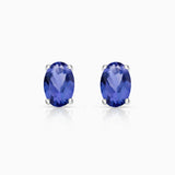 Oval Sapphire Earrings in 18k White Gold