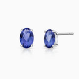 Oval Sapphire Earrings in 18k White Gold